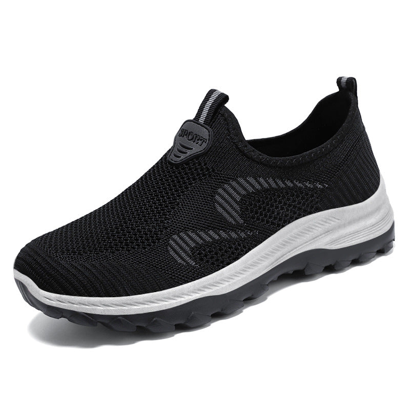Herren nan elastischer Strick-Slip-On Trekking-Sneaker mit griffiger Profilsohle und ergonomischer Dämpfungssohle EB