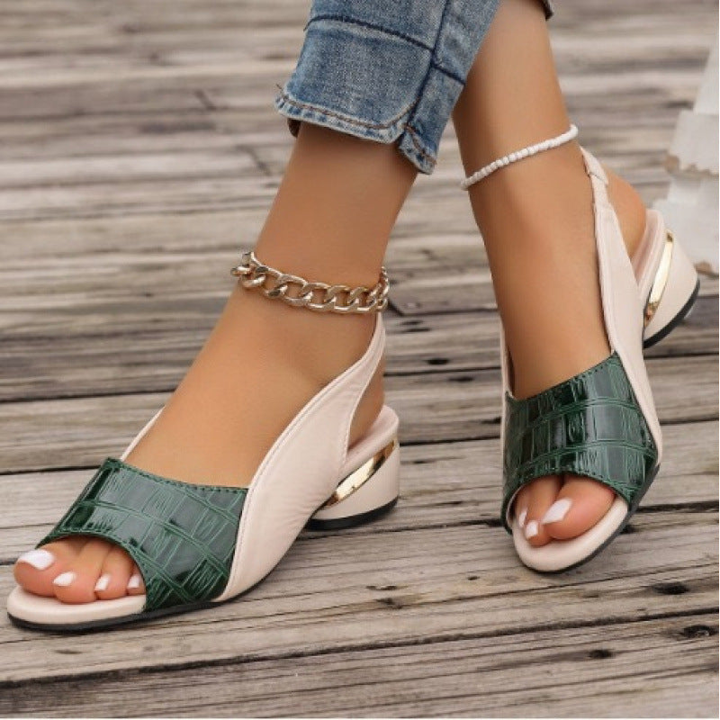 Damen Slingback Sandalen mit modischem Blockabsatz und atmungsaktivem Obermaterial EB