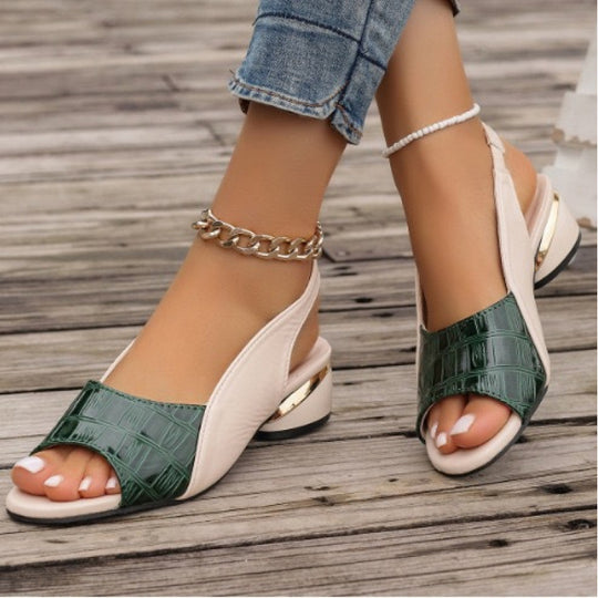 Damen Slingback Sandalen mit modischem Blockabsatz und atmungsaktivem Obermaterial EB