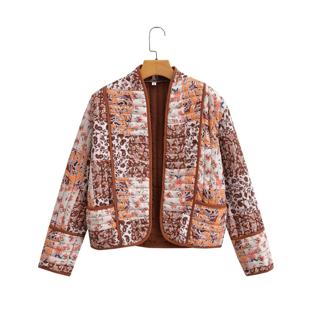Damen nan gesteppte Patchwork Kimono-Jacke mit aufgesetzten Taschen EB