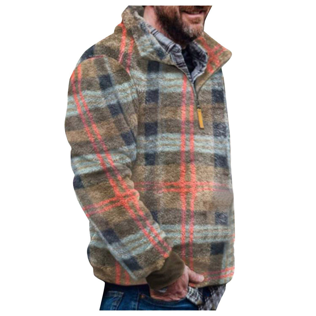 Herren Pulloverjacke mit farbenfrohem, geometrischem Design und praktischer Brusttasche EB