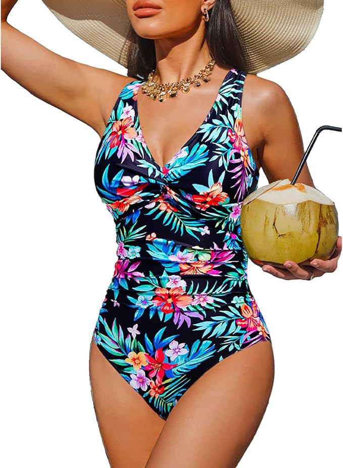 Damen Eleganter Einteiler Badeanzug mit modischem Twist EB