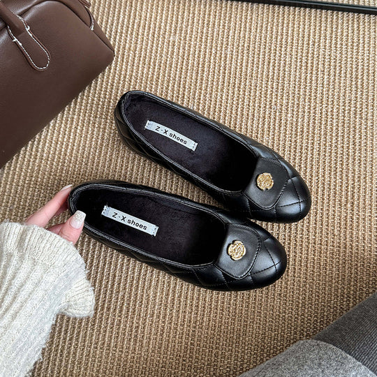 Damen Ballerinas mit modischem Riemen und eleganter Steppoptik EB
