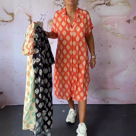 Damen Hemdblusenkleid mit einzigartigem Muster und lässigem Schnitt Heidi-Mode