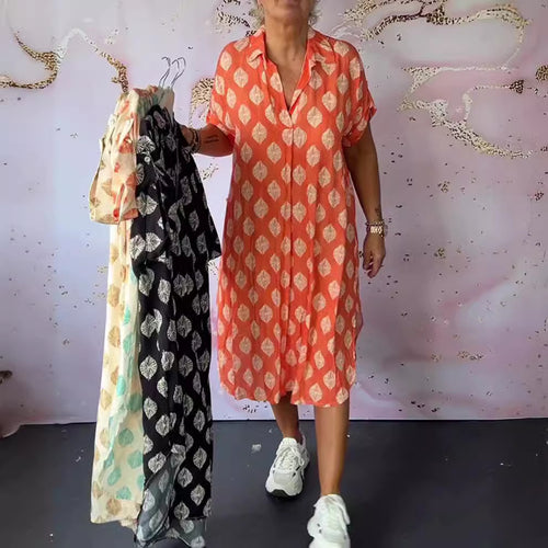 Damen Hemdblusenkleid mit einzigartigem Muster und lässigem Schnitt Heidi-Mode