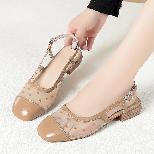 Damen Slingpumps mit einem romantischen Herzdesign und bequemem Blockabsatz EB