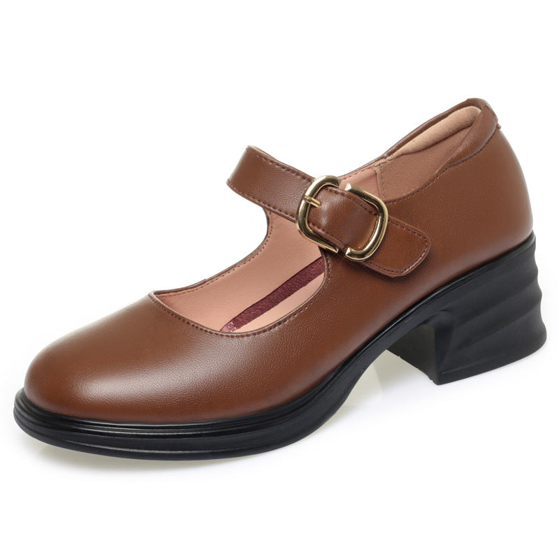 Damen Mary Jane Pumps mit komfortablem Blockabsatz und modischer Schnalle EB