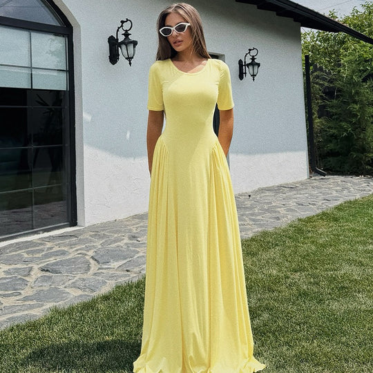 Damen Elegantes Maxi-Kleid mit seitlichen Taschen EB