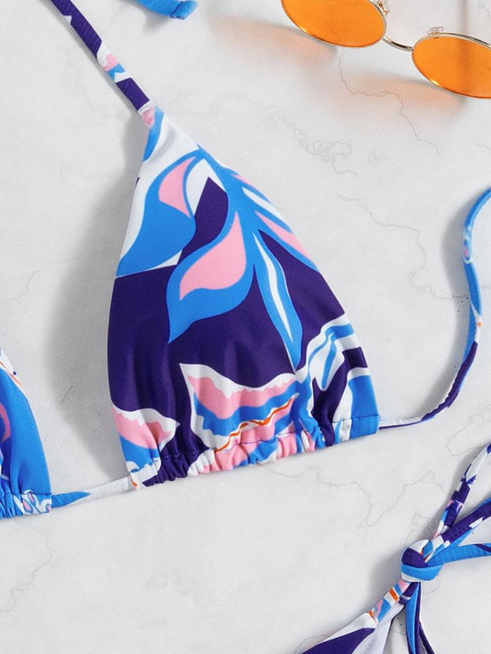 Damen Triangel-Bikini mit traumhaftem Blumendesign und raffinierten Schnürdetails EB