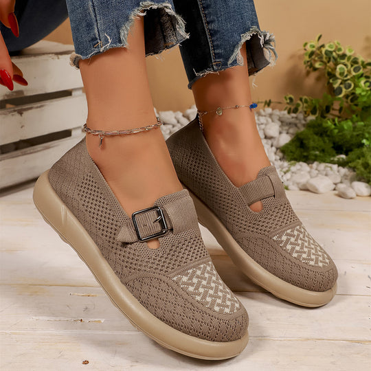 Damen Komfortable Slip-On Sneakers mit modischem Riemendesign EB
