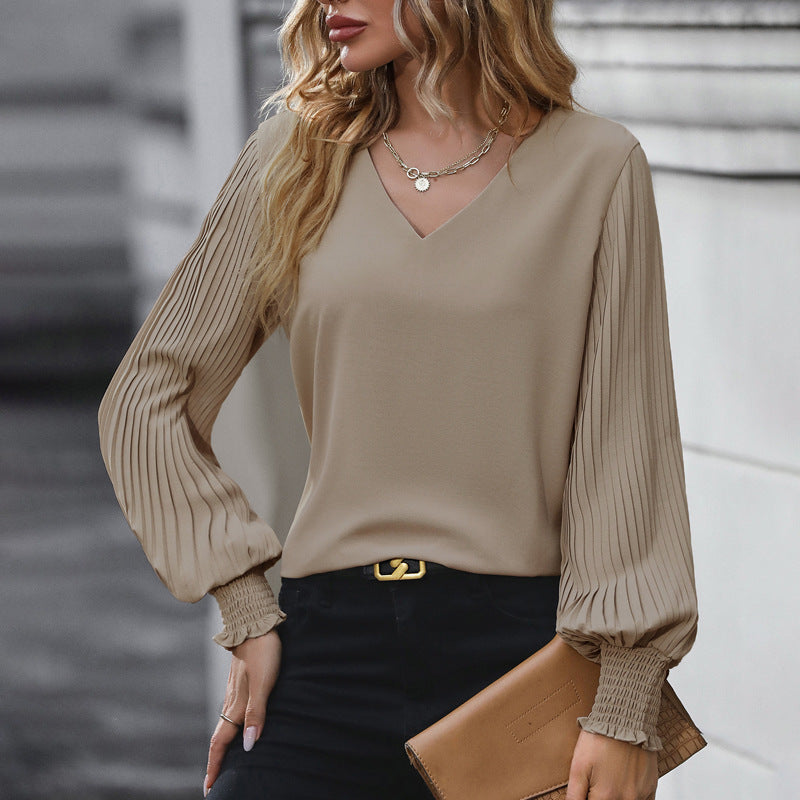 Damen Elegantes Blusenshirt mit Plisseé-Ärmeln EB