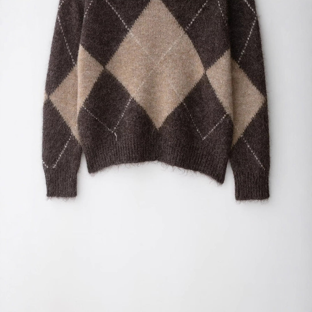 Damen Kuscheliger Pullover mit modernem Rautenmuster EB