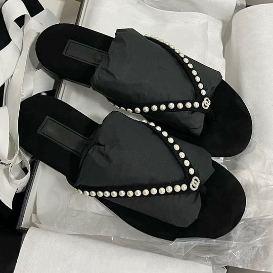 Damen Elegante und luxuriöse Perlensandalen EB