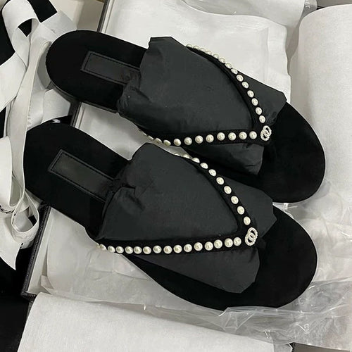 Damen Elegante und luxuriöse Perlensandalen EB