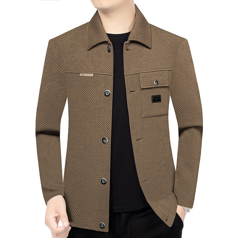 Herren Strukturiertes Overshirt im Glencheck-Relief mit Hemdkragen EB