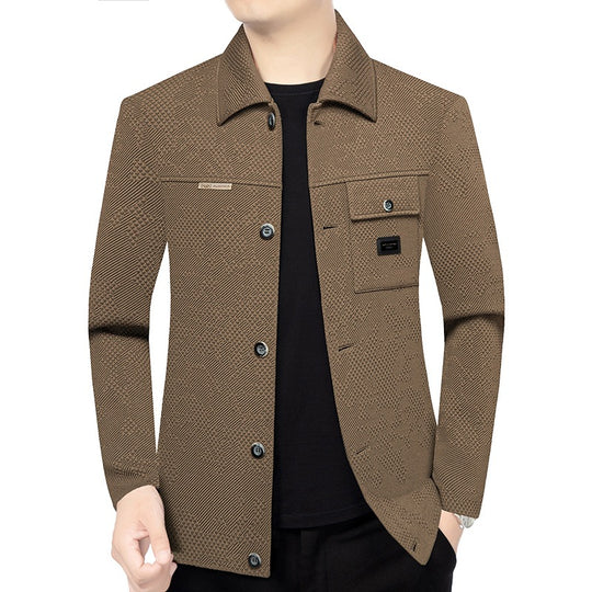 Herren Strukturiertes Overshirt im Glencheck-Relief mit Hemdkragen EB