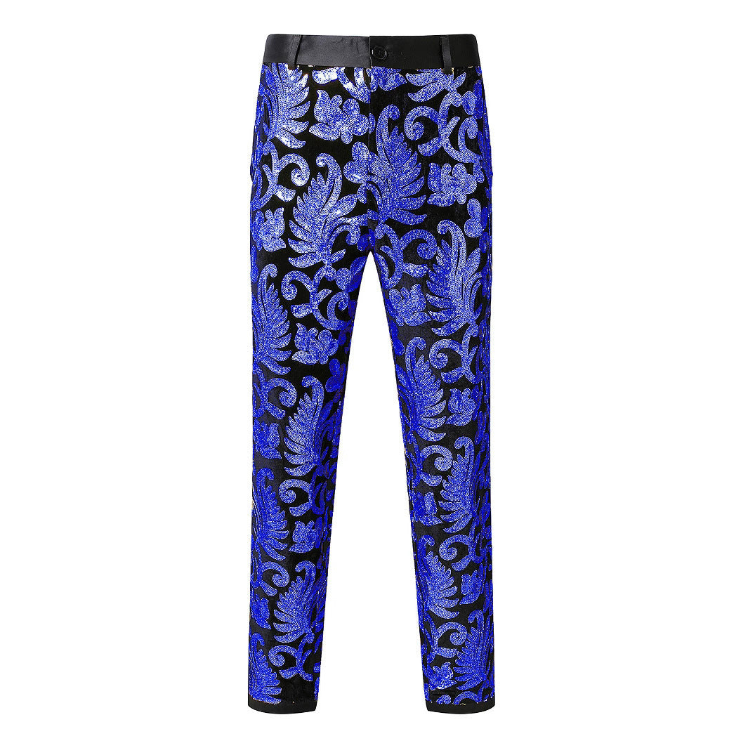 Herren elegante Pailletten-Hosen mit floralem Muster EB