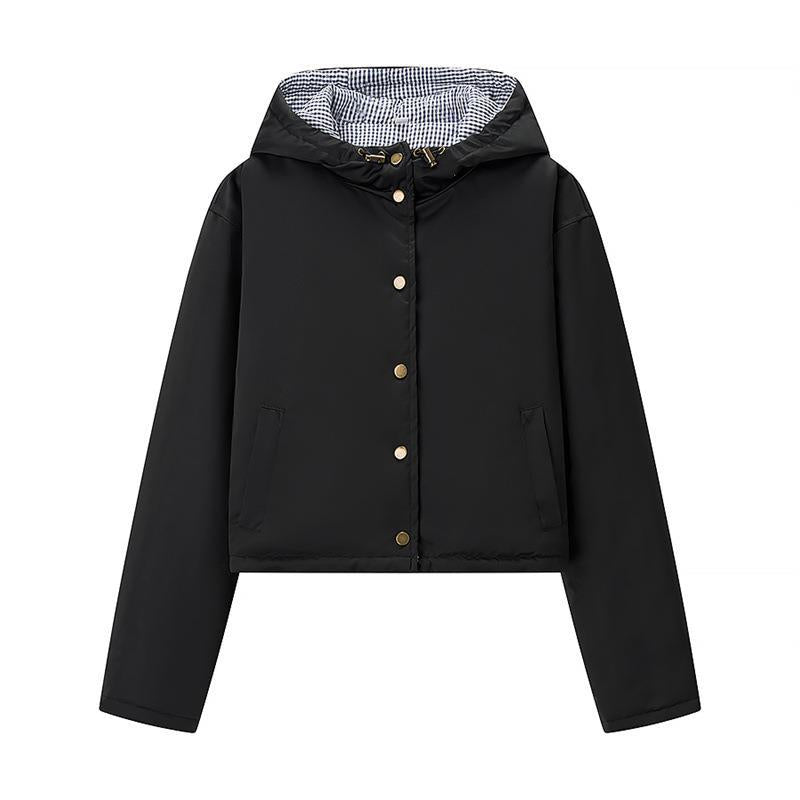 Damen modische Übergangsjacke mit Kapuze und elastischen Abschlüssen EB