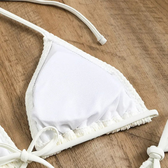 Damen Mesh-Badeanzug mit gebundenem Oberteil und hohem Bund EB