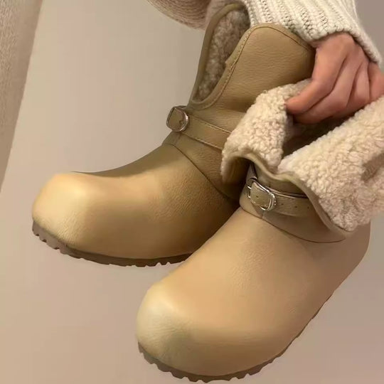 Damen Kuschelige Hausschuh-Stiefel mit flauschigem Innenfutter EB