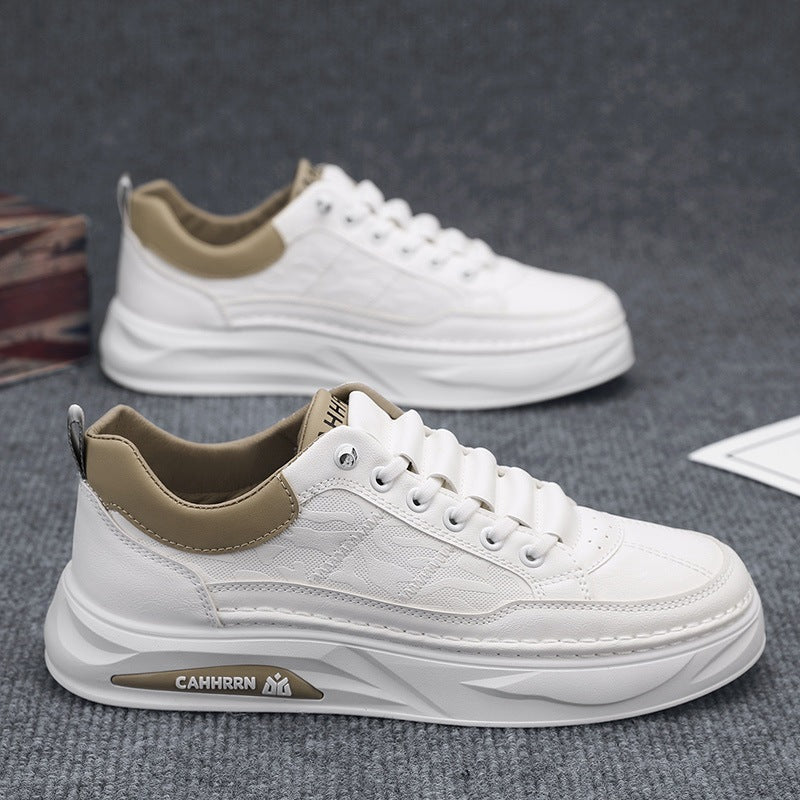 Unisex minimalistische Plateausneaker aus strukturiertem Kunstleder mit gepolstertem Fersenkragen und skulpturierter Außensohle EB