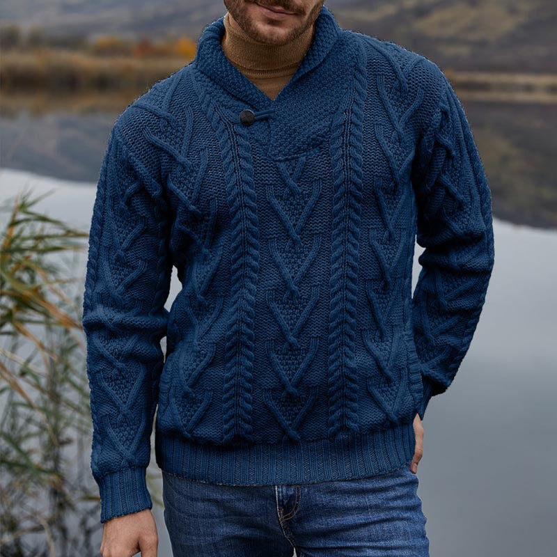 Herren Strickpullover mit klassischem Kragen und strukturiertem Muster EB