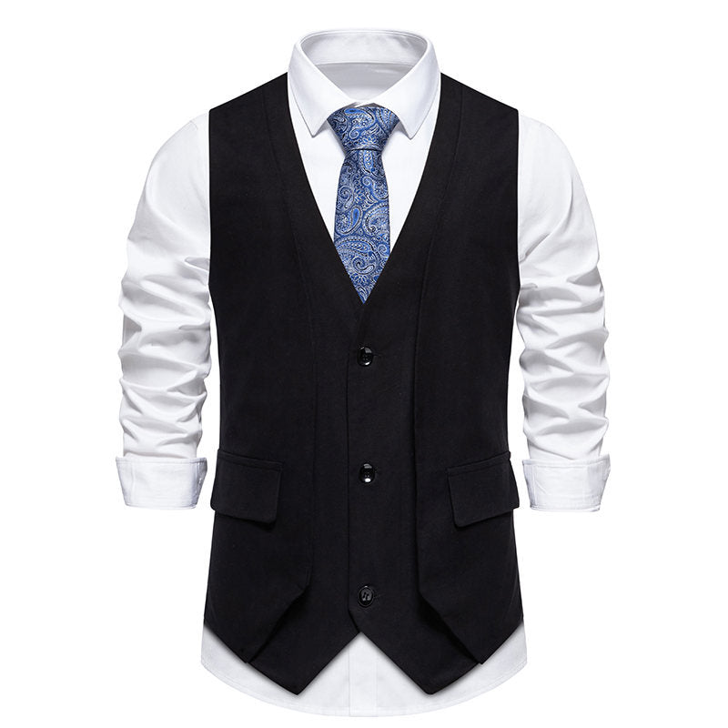 Herren elegante Weste mit doppelter Knopfleiste und praktischen Taschen EB
