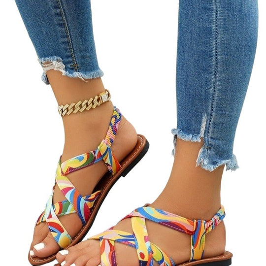 Damen Modesandalen mit buntem Riemendesign EB
