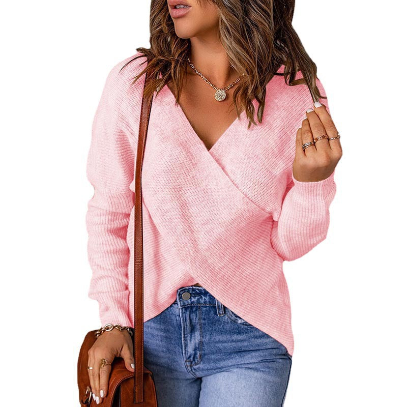 Damen Wickelpullover mit trendy V-Ausschnitt und lässiger Passform EB