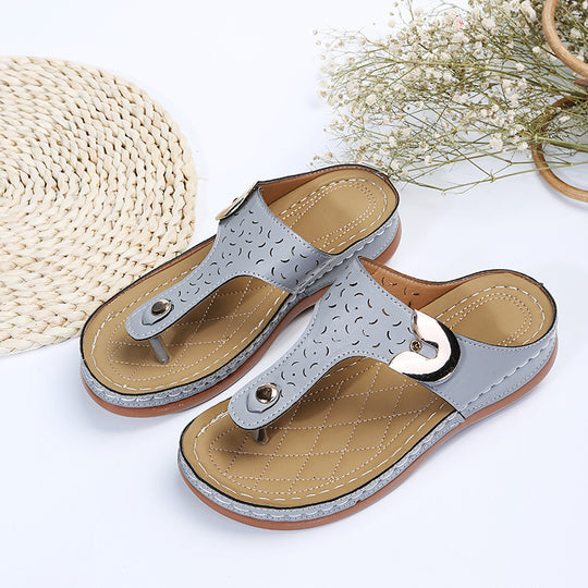 Damen Bequeme Zehentrenner-Sandalen mit verstellbarem Riemen und gepolsterter Sohle EB