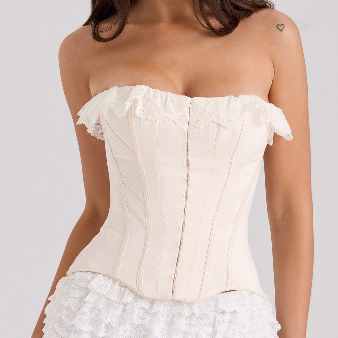 Damen Korsettoberteil mit Rüschenshorts EB