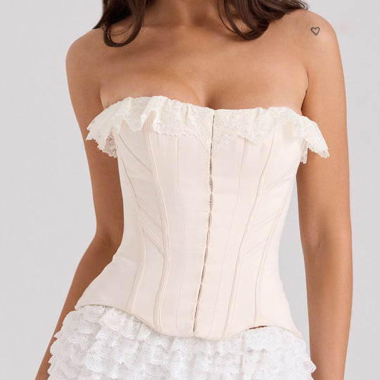 Damen Korsettoberteil mit Rüschenshorts EB