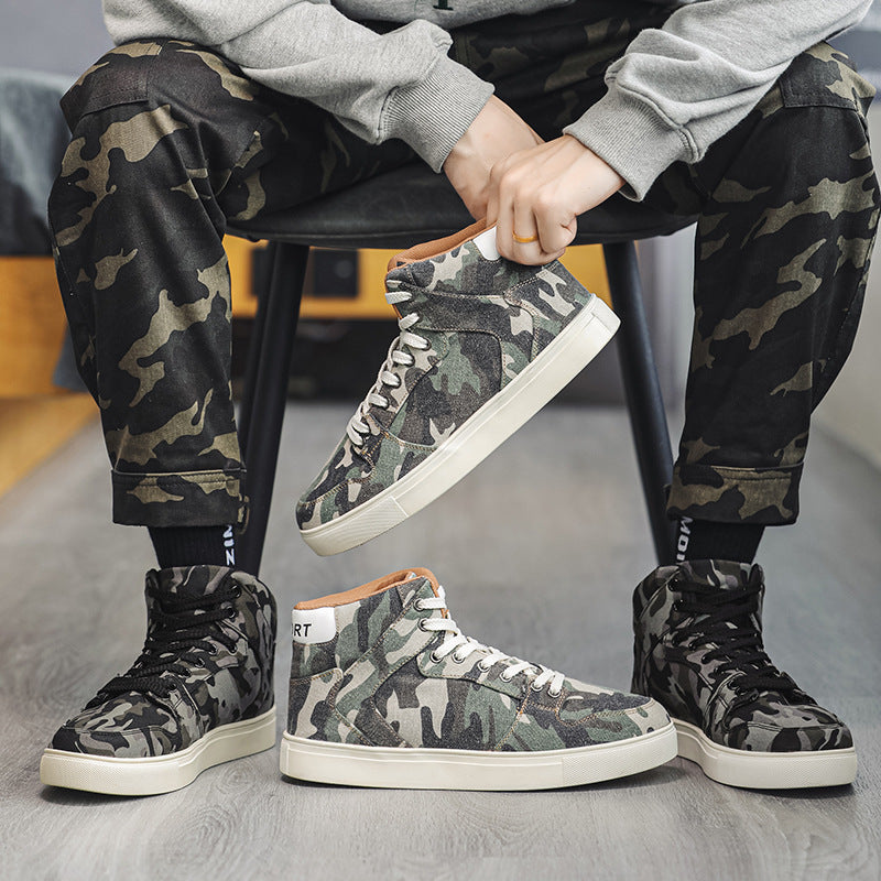Damen High-Top Sneakers mit modernem Camouflage-Design und gepolsterter Knöchelstütze EB