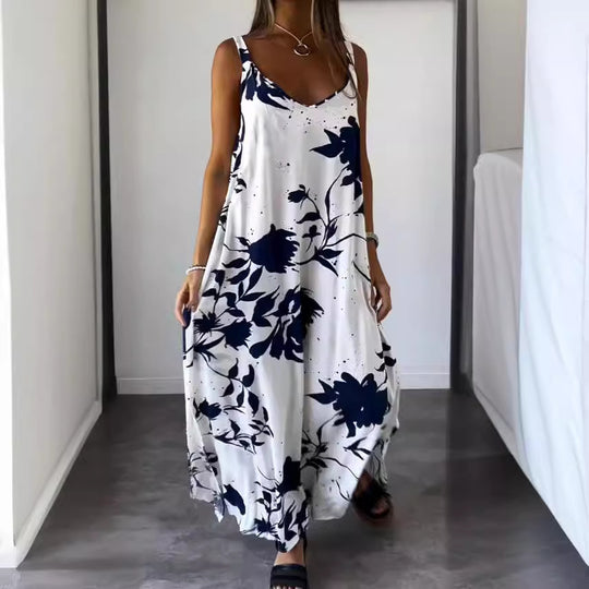 Damen Maxikleid mit fließendem Schnitt und floralem Design EB