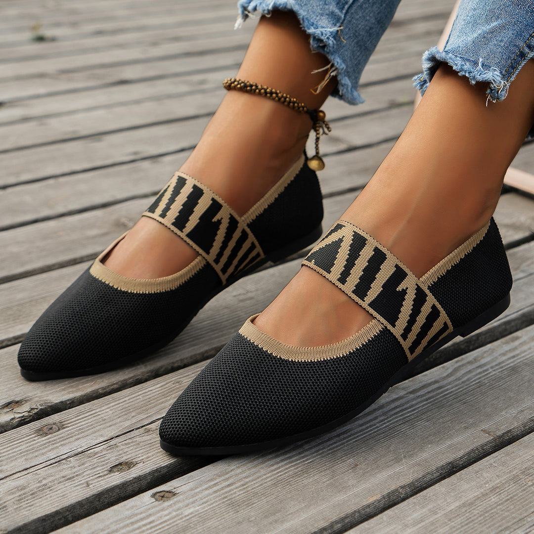 Damen Ballerinas mit elastischem Riemendesign und modischem Tiermuster EB