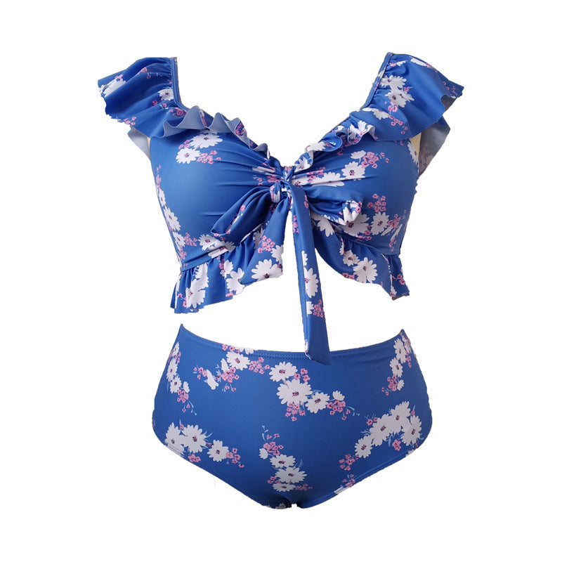 Damen Bikini-Set mit verspieltem Rüschendesign und floralem Muster EB