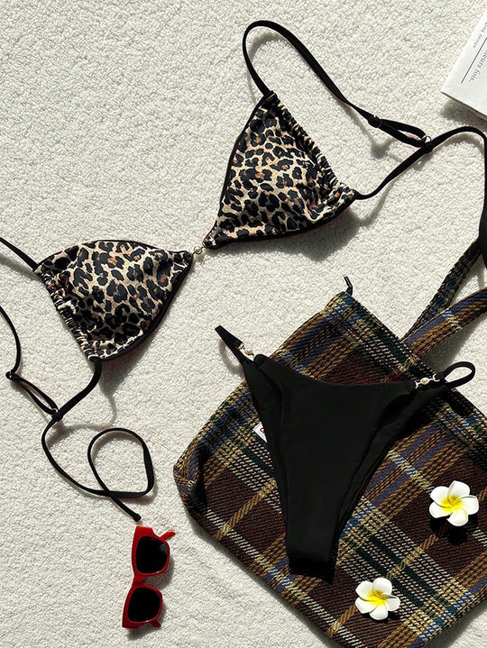 Damen Triangel-Bikini mit elegantem Leo-Muster EB