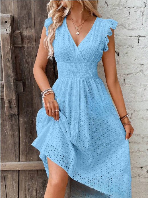 Damen Sommerkleid mit eleganten Spitzenärmeln EB
