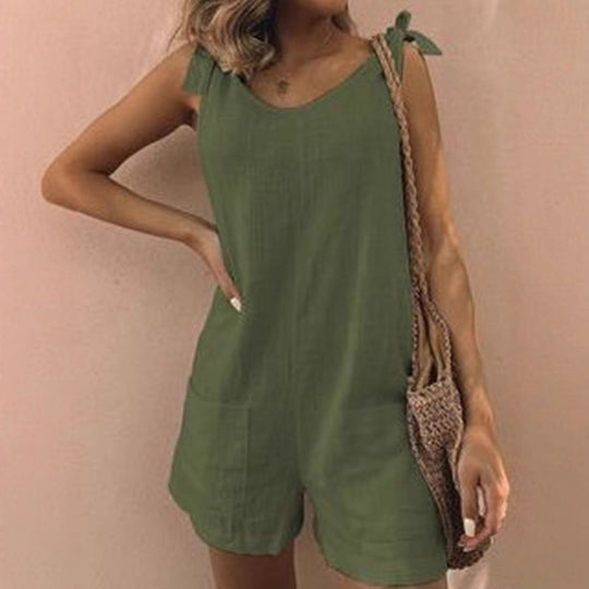 Damen Jumpsuit mit praktischen Taschen und verspielten Schulterbändern EB