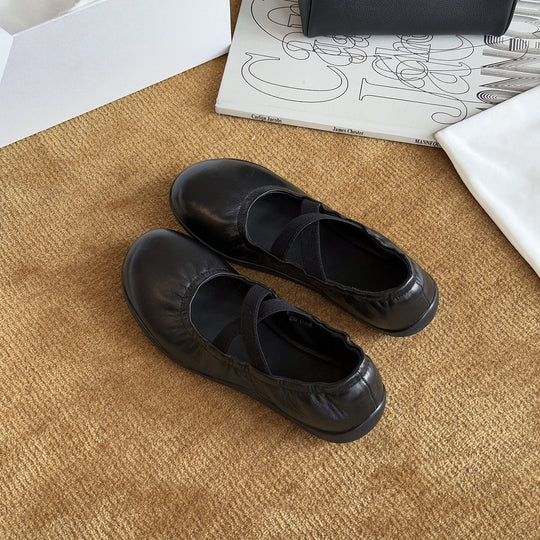 Damen Ballerinas mit elastischem Kreuzband und weicher Lederoberfläche EB