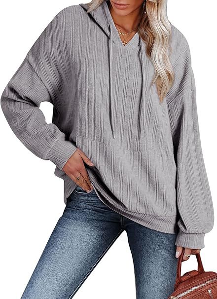 Damen Oversized Kapuzenpullover mit strukturiertem Design EB