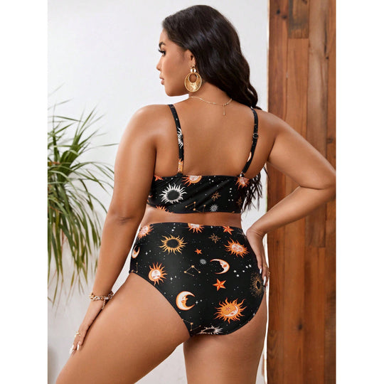 Damen Triangel-Bikini mit gebundenem Oberteil und verspieltem Sternenmuster EB
