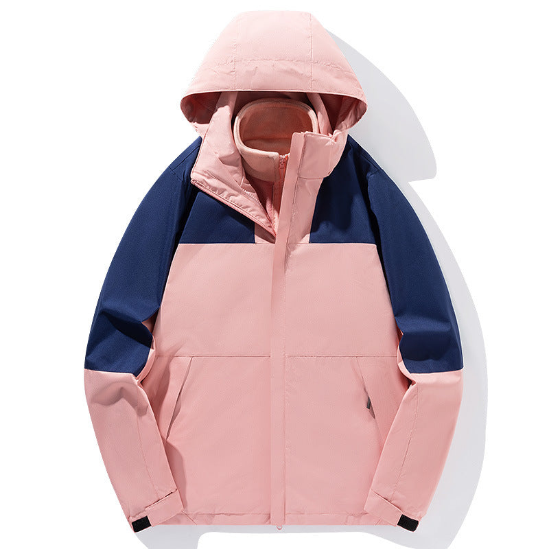 Herren zweilagige Softshell-Trekkingjacke mit fest integrierter Kapuze und fleecegefüttertem Kragen EB
