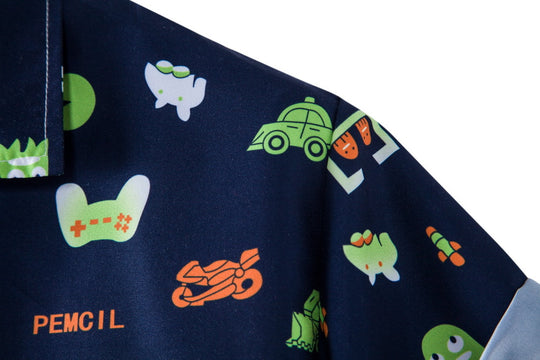 Herren Kurzarmhemd mit kreativem Retro-Design EB