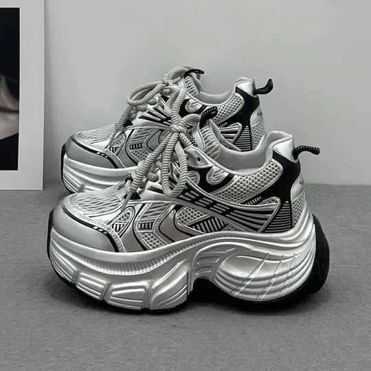 Damen Chunky Sneakers mit sportlichem Design und atmungsaktiver Mesh-Oberfläche EB