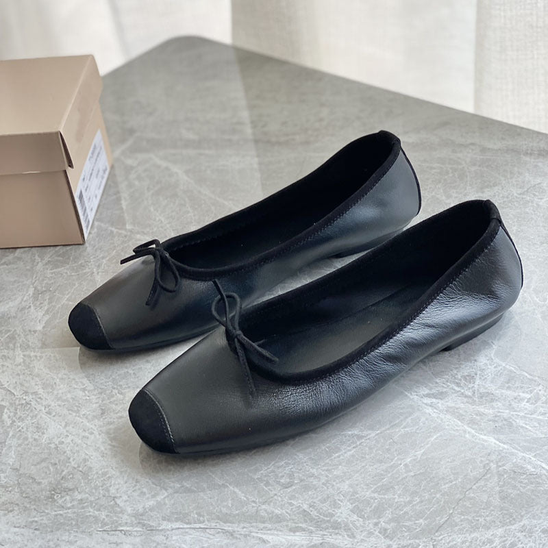 Damen Flache Ballerinas mit zierlichem Schleifenakzent EB