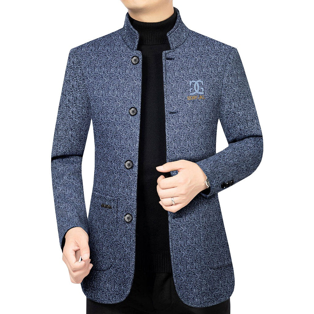 Herren Moderner Stehkragen-Blazer im Travel-Stil mit wattierter Innenfütterung EB