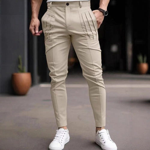 Herren stylische Slim-Fit Anzughose mit plissiertem Design EB