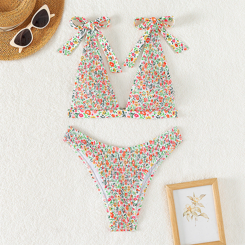 Damen Triangel-Bikini mit verspielten Rüschendetails EB