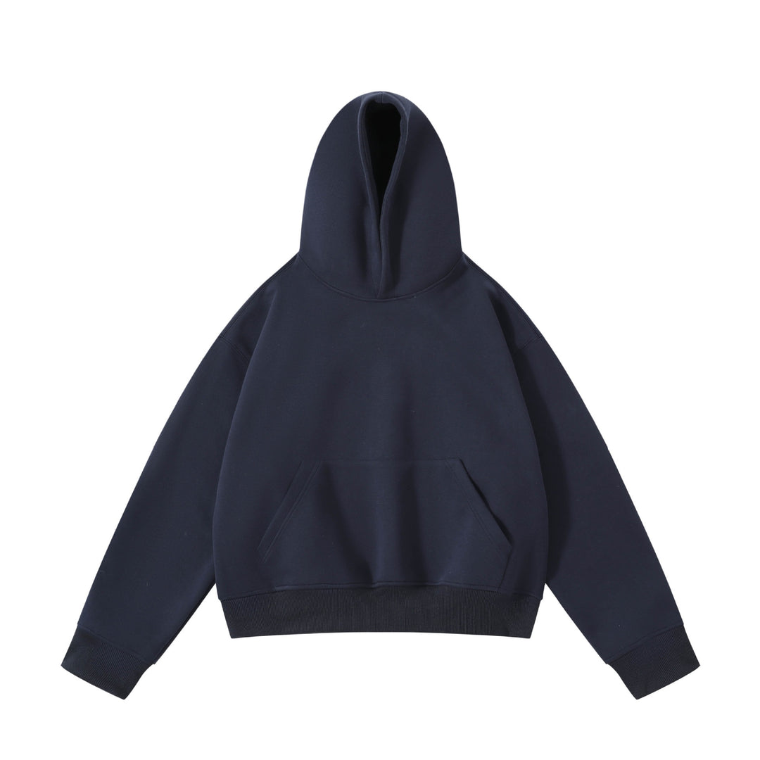 Unisex schwerer Oversize-Kapuzenpullover mit doppellagiger Kapuze Kängurutasche und breitem Rippbund EB